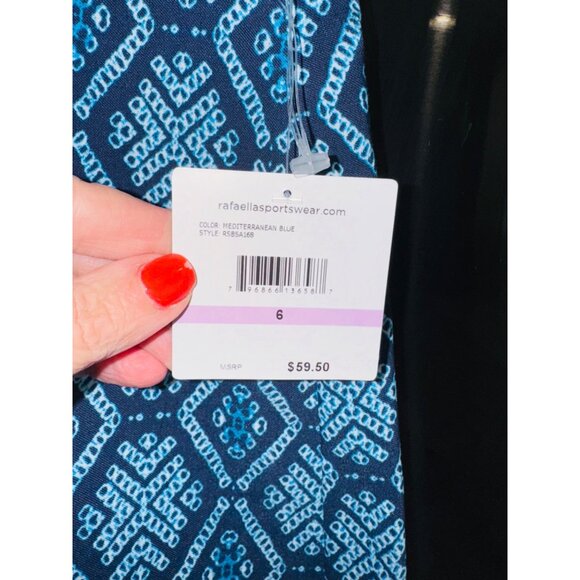 NWT Rafaella Mediterranean Blue Geometric Print Tennis Golf Skort 6 Athleisure - Picture 3 of 7